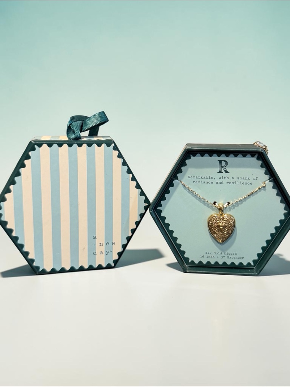 A New Day Initial “R” 14K Gold Dipped Heart Pendant Necklace
